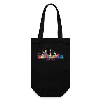 Chicagoan Watercolor Skyline Chicago - Gift Bag for Bottles - black - Front