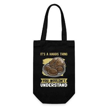 Haggis essen | schottisches Gericht Geschenk - Geschenkbeutel für Flaschen - Schwarz - Vorne