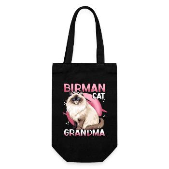 Birma Katzen Oma Birmakatze Birmchen Geschenk - Geschenkbeutel für Flaschen - Schwarz - Vorne