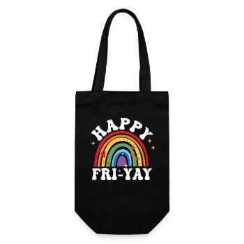 Glücklich Fri Yay Lehrer Wochenende Lustig Meme - Geschenkbeutel für Flaschen - Schwarz - Vorne