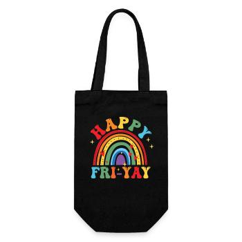 Glücklich Fri Yay Lehrer Wochenende Lustig Meme - Geschenkbeutel für Flaschen - Schwarz - Vorne