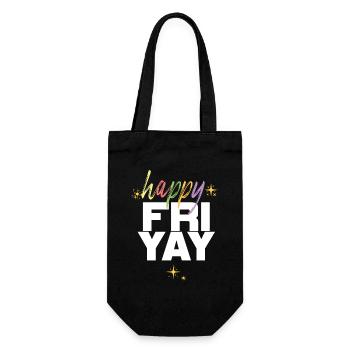 Glücklich Fri Yay Lehrer Wochenende Lustig Meme - Geschenkbeutel für Flaschen - Schwarz - Vorne