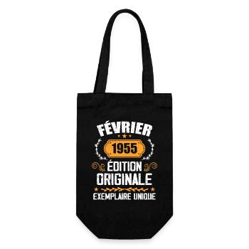 Geschenk zum 69. Geburtstag geboren im Februar 1955 - Geschenkbeutel für Flaschen - Schwarz - Vorne