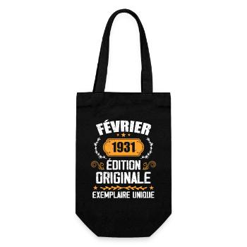 93rd Birthday Gift Born In February 1931 - Gift Bag for Bottles - black - Front