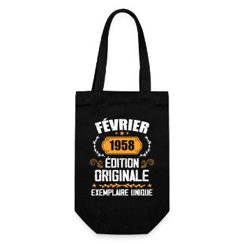 Geschenk zum 66. Geburtstag geboren im Februar 1958 - Geschenkbeutel für Flaschen - Schwarz - Vorne