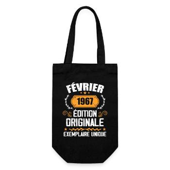 57th Birthday Gift Born in February 1967 - Gift Bag for Bottles - black - Front
