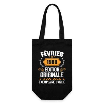 Geschenk zum 35. Geburtstag, geboren im Februar 1989 - Geschenkbeutel für Flaschen - Schwarz - Vorne