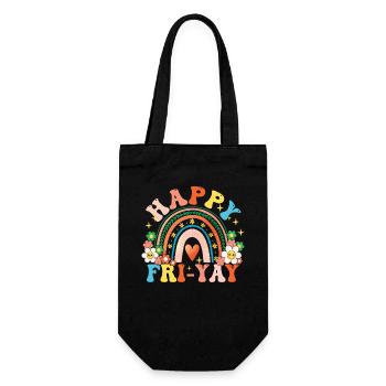 Glücklich Fri Yay Lehrer Wochenende Lustig Meme - Geschenkbeutel für Flaschen - Schwarz - Vorne