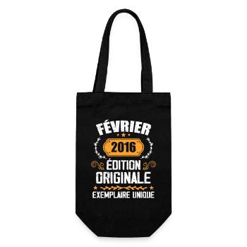 Cadeau 8e Anniversaire Nées En Février 2016 - Sac à bouteille - noir - Devant