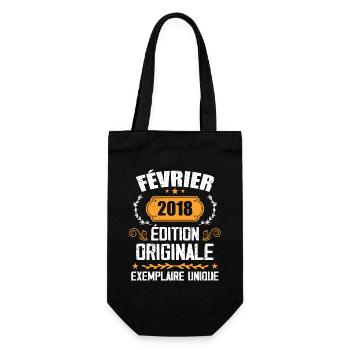 6th Birthday Gift Born in February 2018 - Gift Bag for Bottles - black - Front