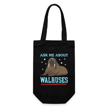 Walross Walroß Walrosse Walrus Geschenk - Geschenkbeutel für Flaschen - Schwarz - Vorne