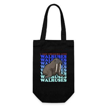 Walross Walrosse Walrus Walroß Geschenk - Geschenkbeutel für Flaschen - Schwarz - Vorne
