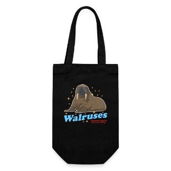 Walross Walroß Walrosse Walrus Robbe Geschenk - Geschenkbeutel für Flaschen - Schwarz - Vorne