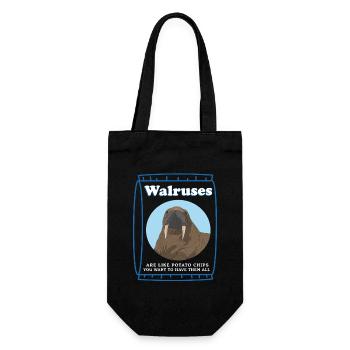 Walross Walroß Robbe Walrosse Walrus Geschenk - Geschenkbeutel für Flaschen - Schwarz - Vorne