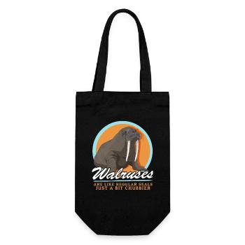Walross Robbe Walroß Walrosse Walrus Geschenk - Geschenkbeutel für Flaschen - Schwarz - Vorne