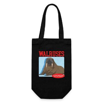 Walross Robbe | Walroß Walrosse Walrus Geschenk - Geschenkbeutel für Flaschen - Schwarz - Vorne