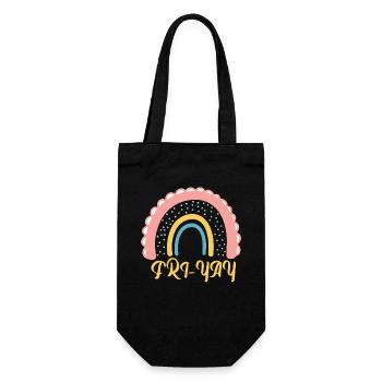 Fri Yay Teachers School Weekend Vibes - Geschenkbeutel für Flaschen - Schwarz - Vorne