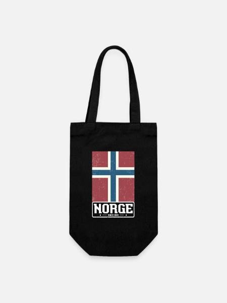 Norwegen Norge Norwegische Flagge Geschenk - Gavepose til flasker - sort