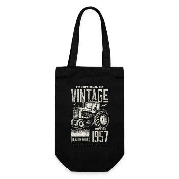 Vintage Traktor Landwirt Geburtstag geboren 1957 - Geschenkbeutel für Flaschen - Schwarz - Vorne