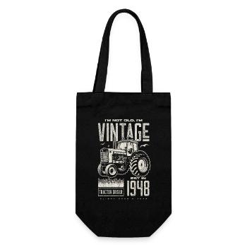 Vintage Traktor Landwirt Geburtstag Geboren 1948 - Geschenkbeutel für Flaschen - Schwarz - Vorne