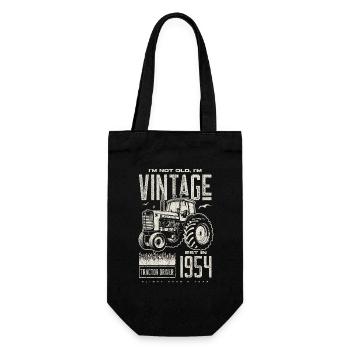 Vintage Tractor Farmer Birthday Born In 1954 - Gift Bag for Bottles - black - Front