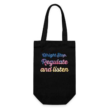 Stop Regulating and Listening Teacher - Gift Bag for Bottles - black - Front