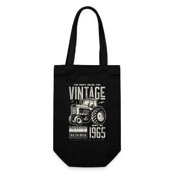 Vintage Traktor Landwirt Geburtstag geboren 1965 - Geschenkbeutel für Flaschen - Schwarz - Vorne