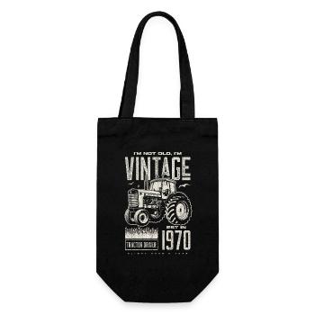 Vintage Traktor Landwirt Geburtstag geboren 1970 - Geschenkbeutel für Flaschen - Schwarz - Vorne