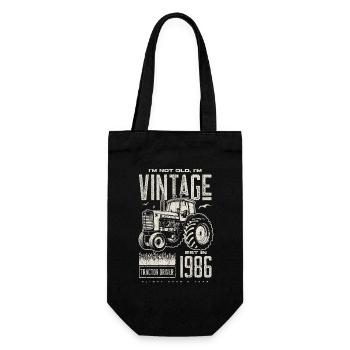 Vintage Traktor Landwirt Geburtstag geboren 1986 - Geschenkbeutel für Flaschen - Schwarz - Vorne