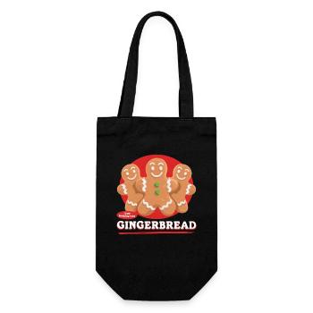 Lebkuchenmann Lebkuchenmänner Lebkuchen Geschenk - Geschenkbeutel für Flaschen - Schwarz - Vorne