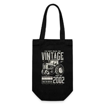 Vintage Tractor Farmer Birthday Born In 2002 - Gift Bag for Bottles - black - Front
