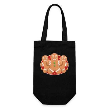 Lebkuchenmann Lebkuchenmänner Lebkuchen Geschenk - Geschenkbeutel für Flaschen - Schwarz - Vorne
