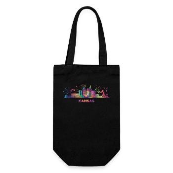 Kansans Skyline Stadtbild Kansas - Geschenkbeutel für Flaschen - Schwarz - Vorne
