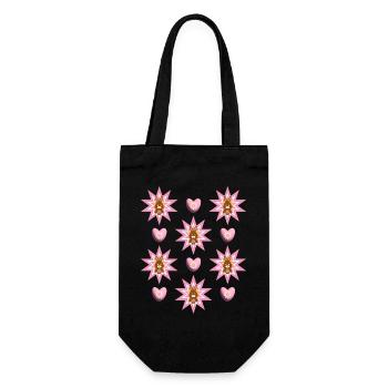 Hasenparty in Rosa mit vielen Herzen. - Geschenkbeutel für Flaschen - Schwarz - Vorne