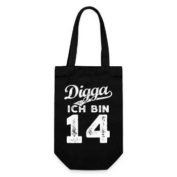 Digga Ich Bin 14 Jahre 14. Geburtstag - Geschenkbeutel für Flaschen - Schwarz - Vorne