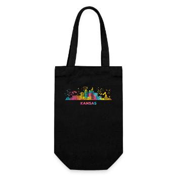 Kansans Skyline Stadtbild Kansas - Geschenkbeutel für Flaschen - Schwarz - Vorne
