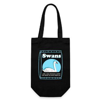 Schwan Vogel Schwäne Schwanenliebhaber Geschenk - Geschenkbeutel für Flaschen - Schwarz - Vorne