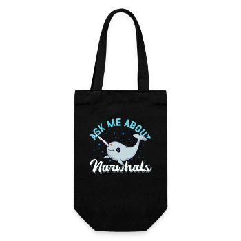 Narwal Wal Narwale Narwhal Wale Geschenk - Geschenkbeutel für Flaschen - Schwarz - Vorne
