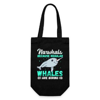 Narwal Wal | Narwale Narwhal Wale Geschenk - Geschenkbeutel für Flaschen - Schwarz - Vorne