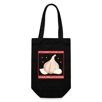 Knoblauch Knoblauchzehe Geschenk - Geschenkbeutel für Flaschen - Schwarz - Vorne
