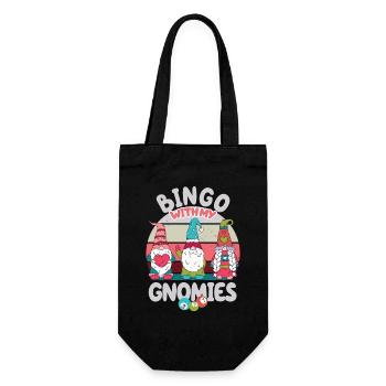 Bingo Mit Meinen Gnomies Lustiges Bingo - Geschenkbeutel für Flaschen - Schwarz - Vorne