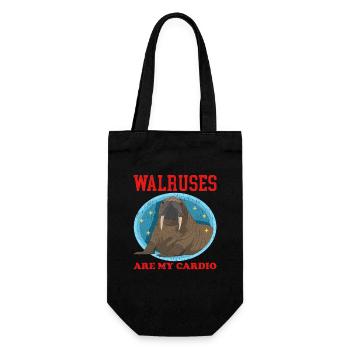 Walross Walroß Walrus Walrosse Geschenk - Geschenkbeutel für Flaschen - Schwarz - Vorne