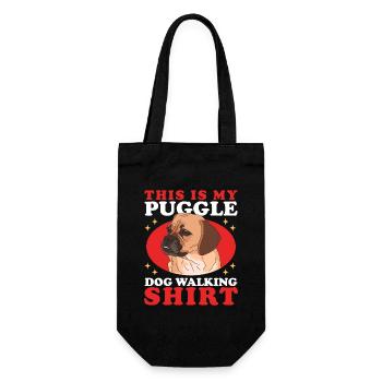 Puggle Hunde Hundehalter Hundebesitzer Geschenk - Geschenkbeutel für Flaschen - Schwarz - Vorne