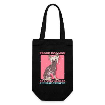 Chinese Crested Mom Schopfhund Geschenk - Geschenkbeutel für Flaschen - Schwarz - Vorne