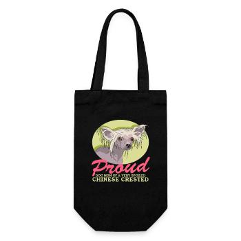 Chinese Crested Mom Schopfhund Hunde Geschenk - Geschenkbeutel für Flaschen - Schwarz - Vorne