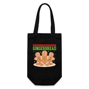 Lebkuchenmann Lebkuchen Lebkuchenmänner Geschenk - Geschenkbeutel für Flaschen - Schwarz - Vorne