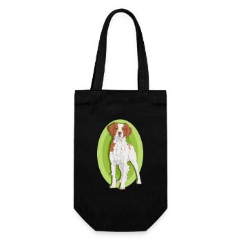 Brittany Hund Bretonischer Vorstehhund Geschenk - Geschenkbeutel für Flaschen - Schwarz - Vorne
