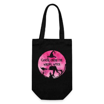 Krebshexe Rosa Brustkrebs - Geschenkbeutel für Flaschen - Schwarz - Vorne