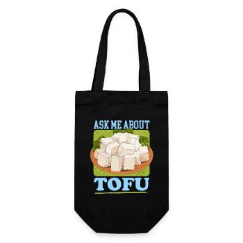 Tofu Bohnenkäse Bohnenquark Vegan Geschenk - Geschenkbeutel für Flaschen - Schwarz - Vorne