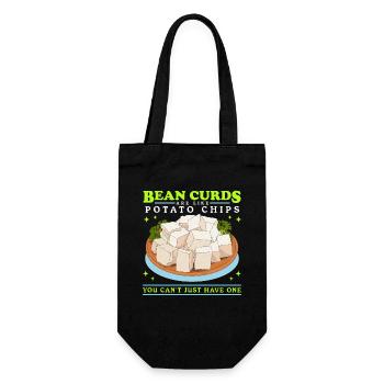 Tofu Bohnenkäse Vegan Bohnenquark Geschenk - Geschenkbeutel für Flaschen - Schwarz - Vorne